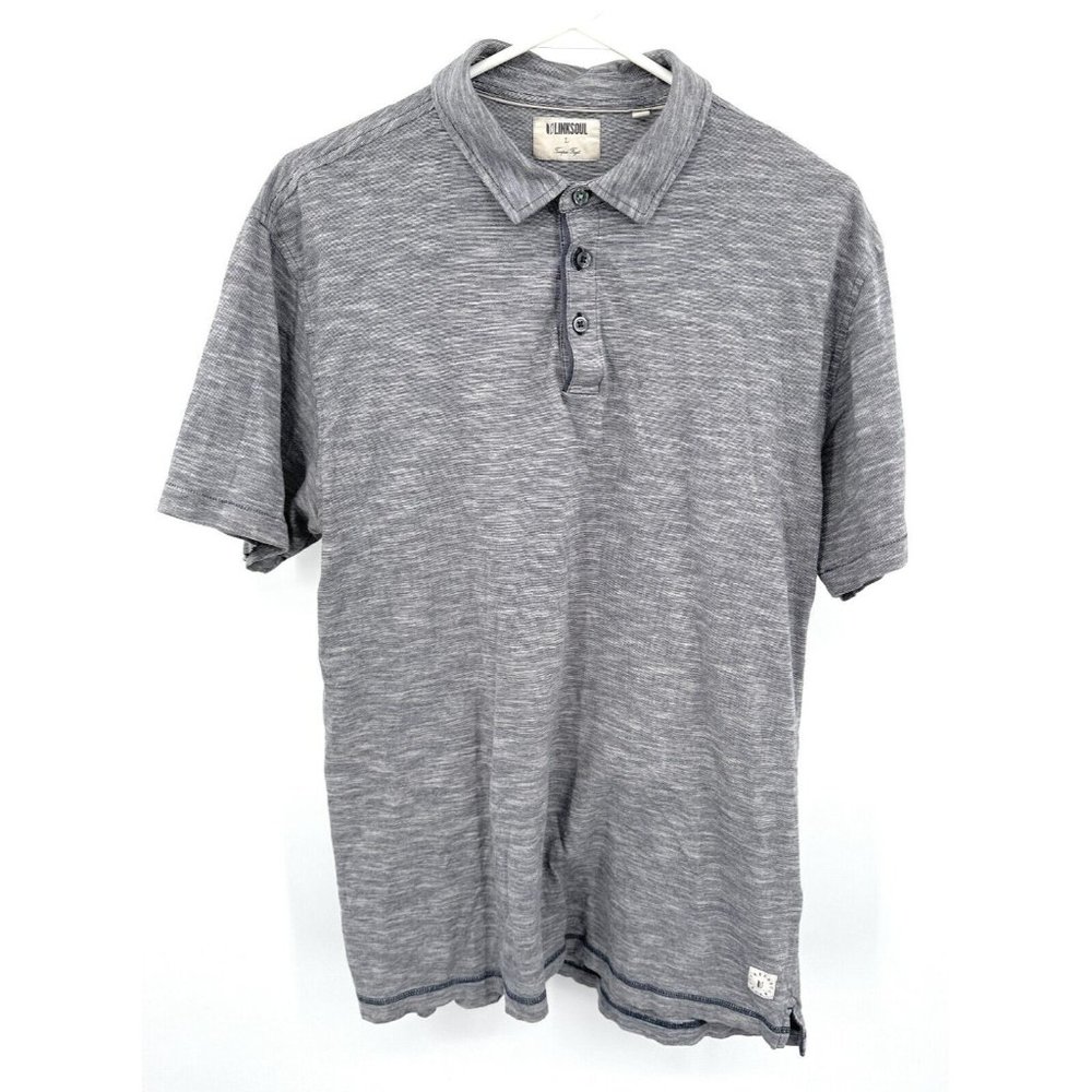 Linksoul Polo Shirt Men Sz L Gray Short Sleeve Golf Tempus Fugit